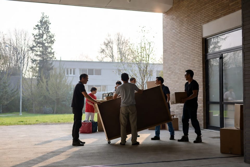 Moving truck parked near the Niagara Escarpment in Hamilton