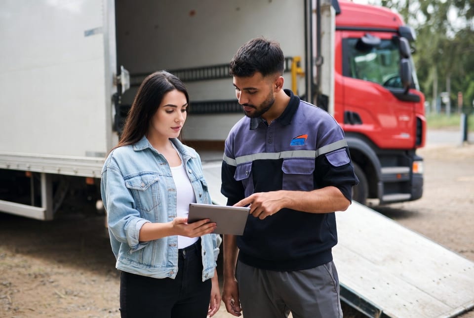 Moving truck near Parliament buildings in Ottawa during winter