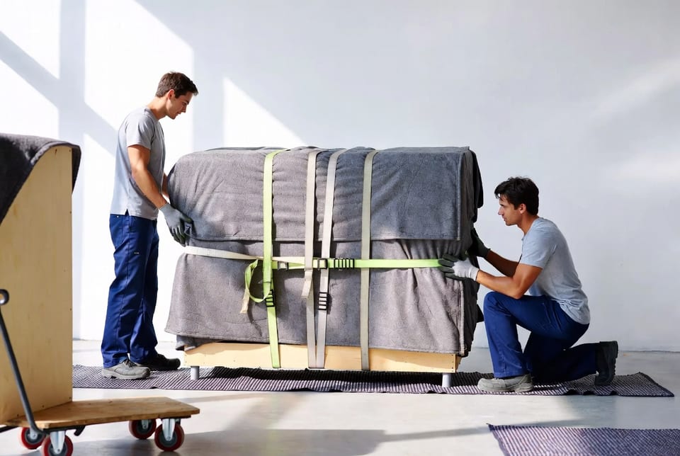 Mover checking pricing sheet beside a truck in Winnipeg